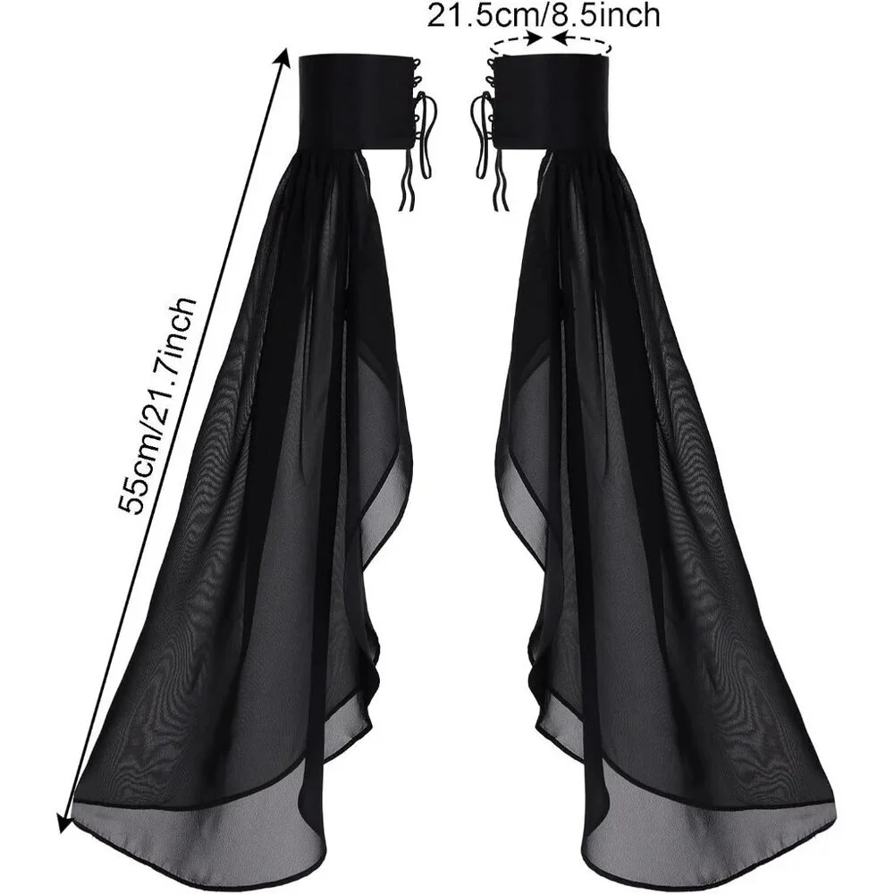 Women's Long Bell Chiffon Black Sleeves Gloves Halloween Accessories Costume